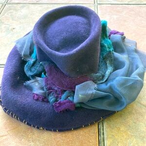 Embellished blue velour hat